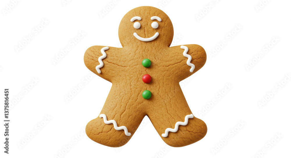 Isolated Smiling Gingerbread Man Cookie Isolated Smiling Gingerbread Man Cookie