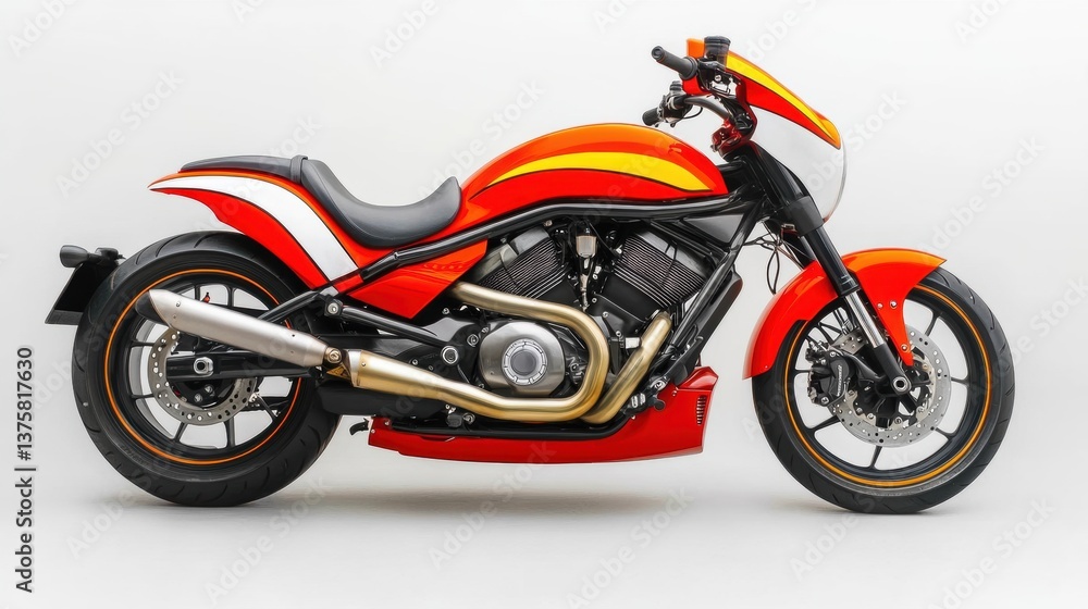 Sleek Orange Motorcycle with Stylish Design and Bold Colors Sleek Orange Motorcycle with Stylish Design and Bold Colors