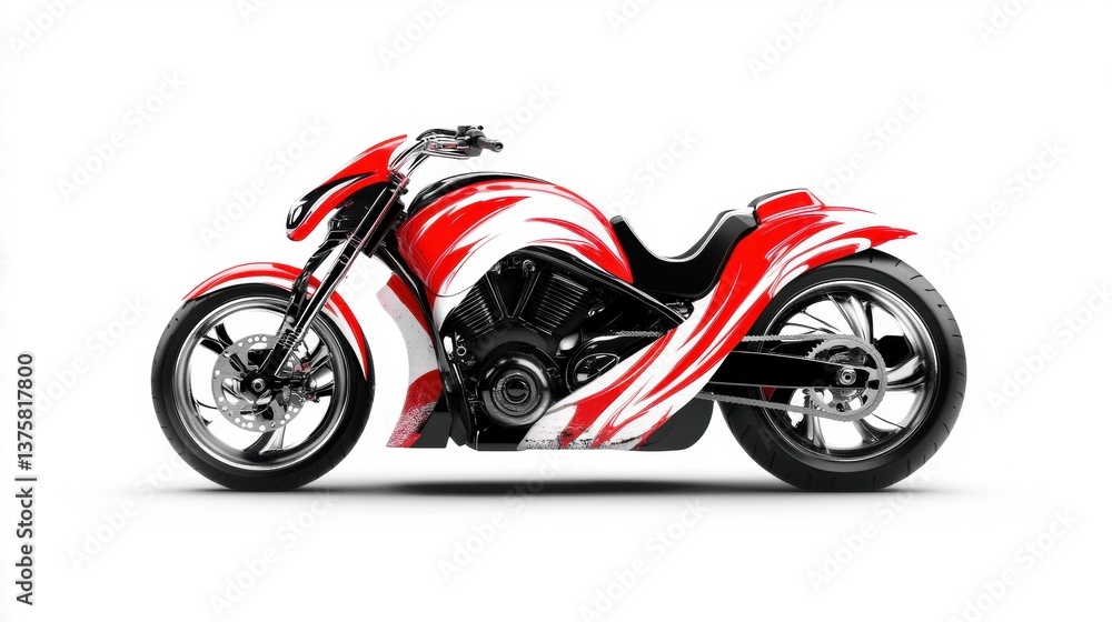 Stylish Red and White Custom Motorcycle with Sleek Design Features Stylish Red and White Custom Motorcycle with Sleek Design Features