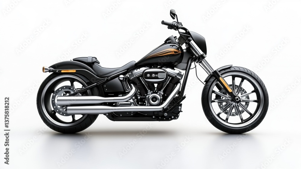 Sleek Black Motorcycle on Clean White Background for Contemporary Design Sleek Black Motorcycle on Clean White Background for Contemporary Design