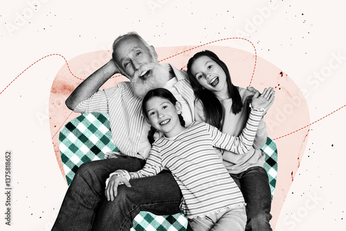 Картината върху платно Composite image montage trend artwork collage of feelings family bonding fatherh