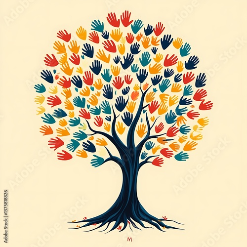 Illustration of giving hands growing into a tree of life.