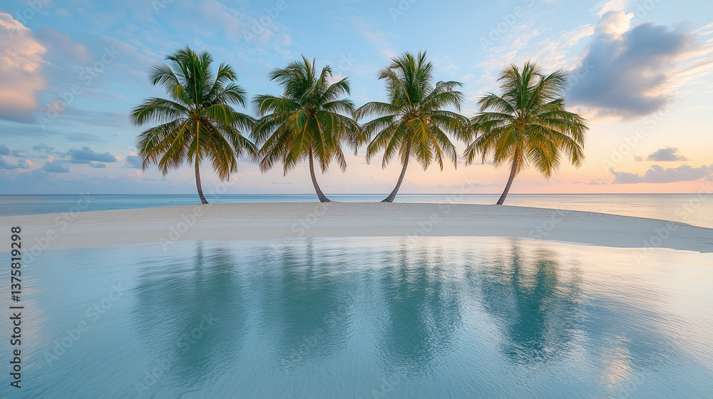 Palm trees on the beach. Tropical Paradise – Stunning Palm Trees and Sunset on a Dreamy Beach Palm trees on the beach. Tropical Paradise – Stunning Palm Trees and Sunset on a Dreamy Beach