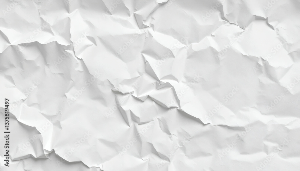 Fototapeta premium Crumpled White Paper Texture with Realistic Folds and Shadow Depth