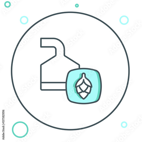 Line Traditional brewing vessels in brewery icon isolated on white background. Beer brewing process. Distillery plant, brewery. Colorful outline concept. Vector