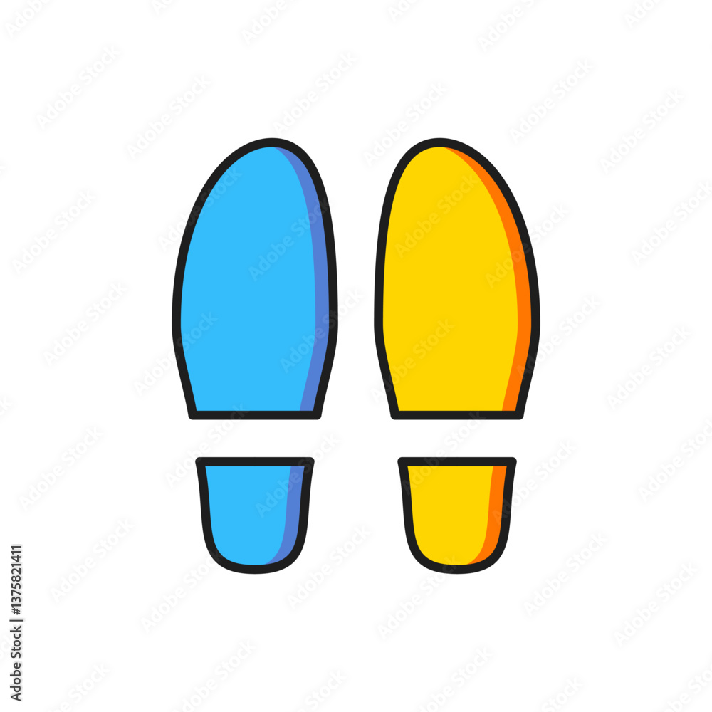 Color Footsteps icon isolated on white background. Detective is investigating. To follow in the footsteps. Flat filled outline style with shadow. Vector Color Footsteps icon isolated on white background. Detective is investigating. To follow in the footsteps. Flat filled outline style with shadow. Vector