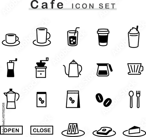 カフェ・飲食店のアイコンセット