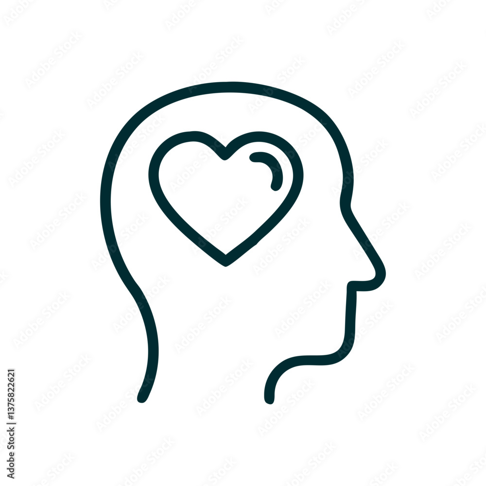 Mind and Heart Connection Symbol in Minimalist Line Art Mind and Heart Connection Symbol in Minimalist Line Art