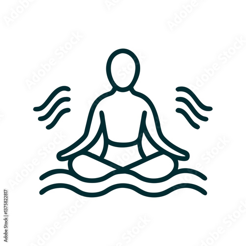 Meditating person in peaceful harmony against calming waves  