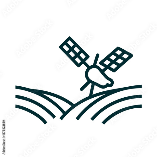 Agricultural satellite monitoring crops in green fields  