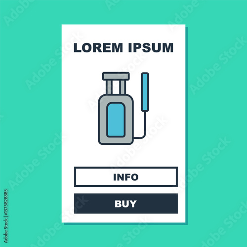 Filled outline Garden sprayer for water, fertilizer, chemicals icon isolated on turquoise background. Vector