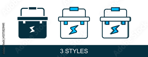 Filled outline Toolbox electrician icon isolated on white background. Vector