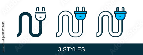 Filled outline Electric plug icon isolated on white background. Concept of connection and disconnection of the electricity. Vector