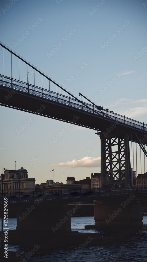 Fototapeta premium Twilight Silhouette of a Grand Bridge