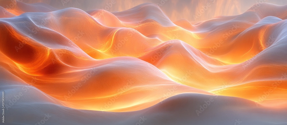 Obraz premium Abstract glowing wavy fabric landscape