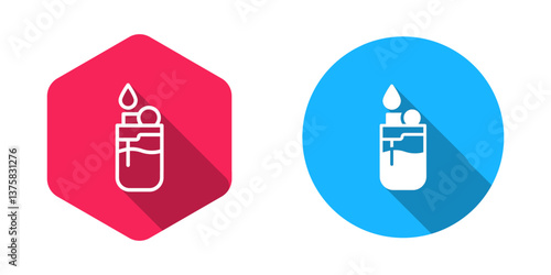 Filled and outline Lighter icon isolated with long shadow background. Vector