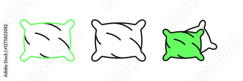 Set line Rectangular pillow icon isolated on white background. Cushion sign. Orthopedic pillow. Vector