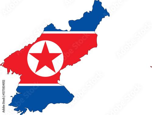 North Korea flag on the map illustration vector with transparent