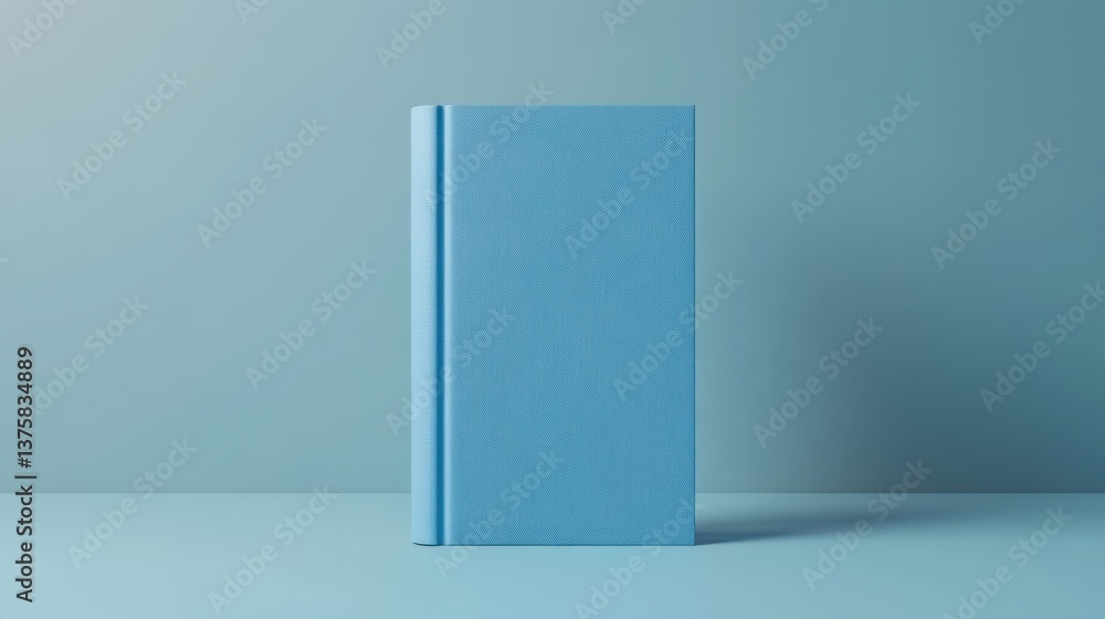A minimalist blue book stands upright against a soft-toned background, showcasing a simple yet elegant design. A minimalist blue book stands upright against a soft-toned background, showcasing a simple yet elegant design.