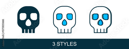 Filled outline Skull icon isolated on white background. Happy Halloween party. Vector