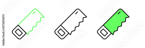 Set line Hand saw icon isolated on white background. Vector