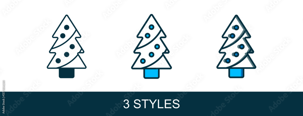 Filled outline Christmas tree with decorations icon isolated on white background. Merry Christmas and Happy New Year. Vector Filled outline Christmas tree with decorations icon isolated on white background. Merry Christmas and Happy New Year. Vector
