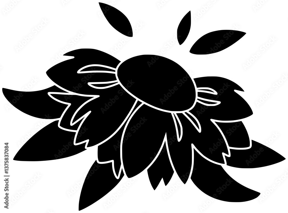 Fototapeta premium leaf illustration sunflower silhouette flower logo nature icon plant outline floral summer yellow blossom bright sun garden natural decoration shape for vector graphic background
