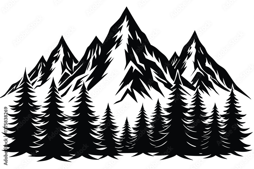 Fototapeta premium Mountain Silhouette Vector Design.