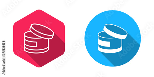 Filled and outline Cream or lotion cosmetic tube icon isolated with long shadow background. Body care products for woman. Vector