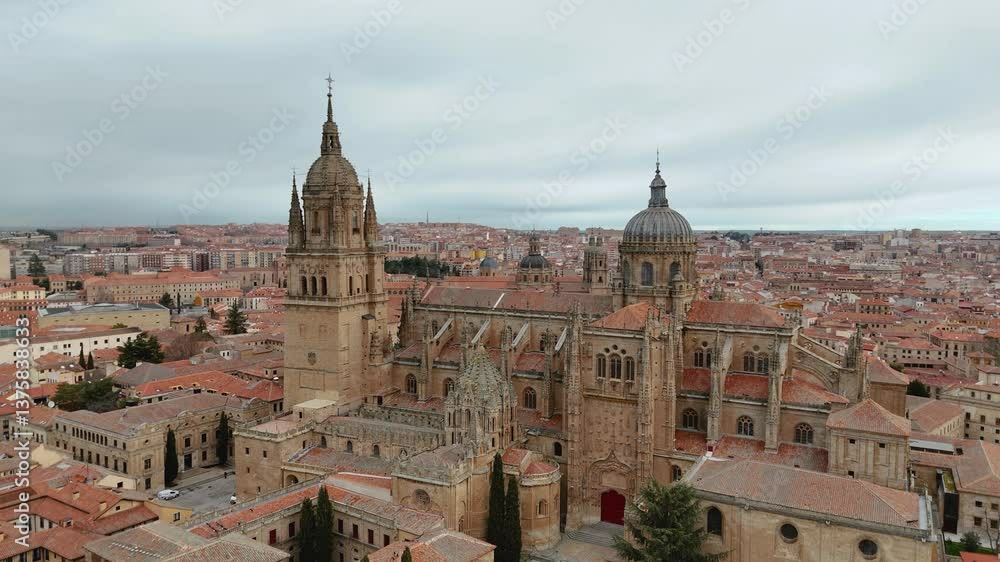 Drone video of Salamanca Spain with New Cathedral and buildings Drone video of Salamanca Spain with New Cathedral and buildings