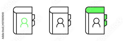 Set line Phone book icon isolated on white background. Address book. Telephone directory. Vector