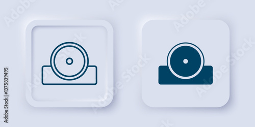 Filled and outline Otolaryngological head reflector icon isolated on grey background. Equipment for inspection the patients ear, throat and nose. Square button. Vector
