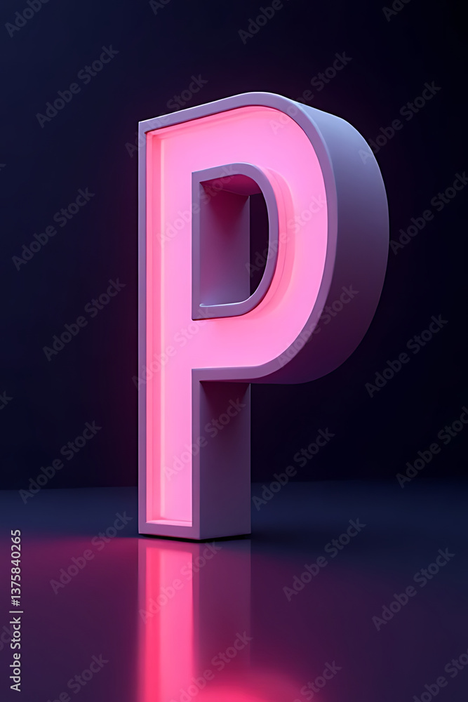 letter P floating with dynamic lighting on a contrasting geometric background letter P floating with dynamic lighting on a contrasting geometric background
