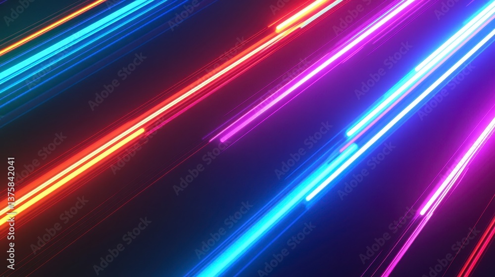 Neon Light Trails: Dynamic trails of neon light streak across a dark backdrop, creating a mesmerizing display of color and movement, perfect for adding a futuristic touch. Neon Light Trails: Dynamic trails of neon light streak across a dark backdrop, creating a mesmerizing display of color and movement, perfect for adding a futuristic touch.