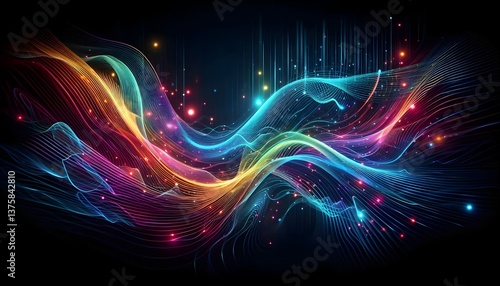 Wallpaper Mural Ultra-HD background with glowing rainbow waves in fluid motion and bright colors. Torontodigital.ca
