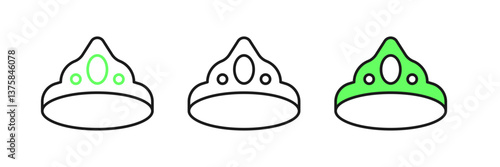 Set line King crown icon isolated on white background. Vector