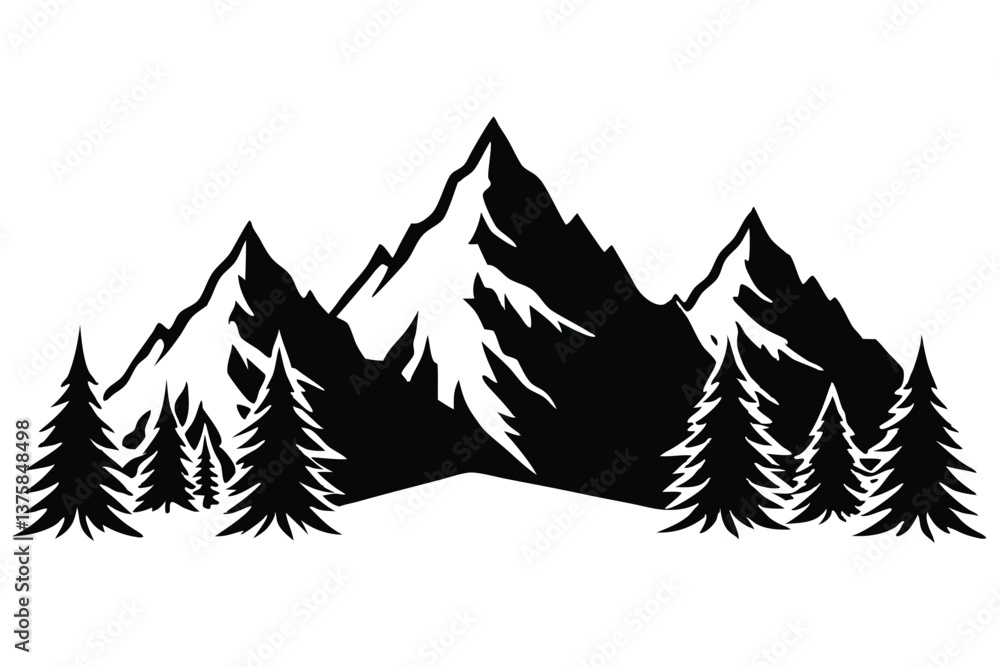 Obraz premium Mountain Silhouette Vector Design.