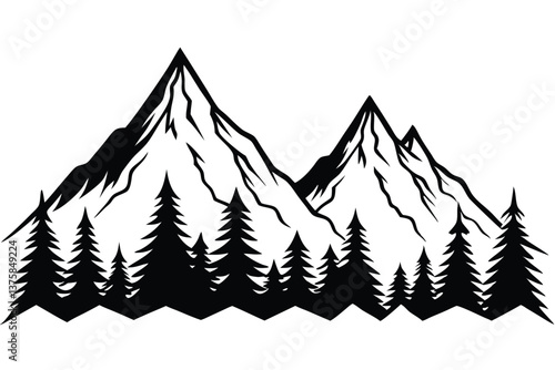 Mountain Silhouette Vector Design.
