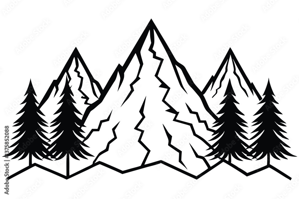 Obraz premium Mountain Silhouette Vector Design.