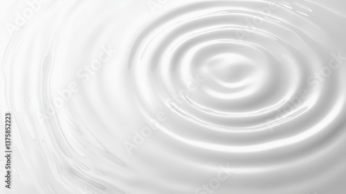 Abstract Image of Milk or White Paint Rippling Outwards, Background  Creating a Visually Appealing and Minimalistic Design with a Smooth and Shiny Texture