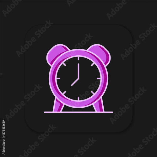 Filled outline Alarm clock icon isolated on black background. Wake up, get up concept. Time sign. Flat filled outline style with shadow. Vector