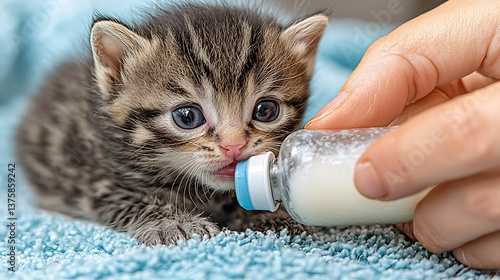 Adorable Kitten Bottle Feeding