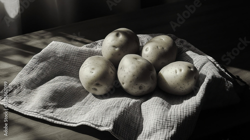 potatoes laying on a dishtowel captivating 