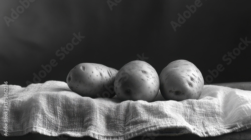 potatoes laying on a dishtowel