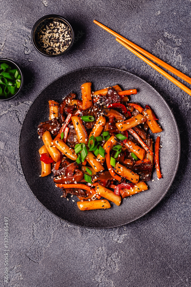Tteokbokki ,Spicy Stir fried Rice Cake.