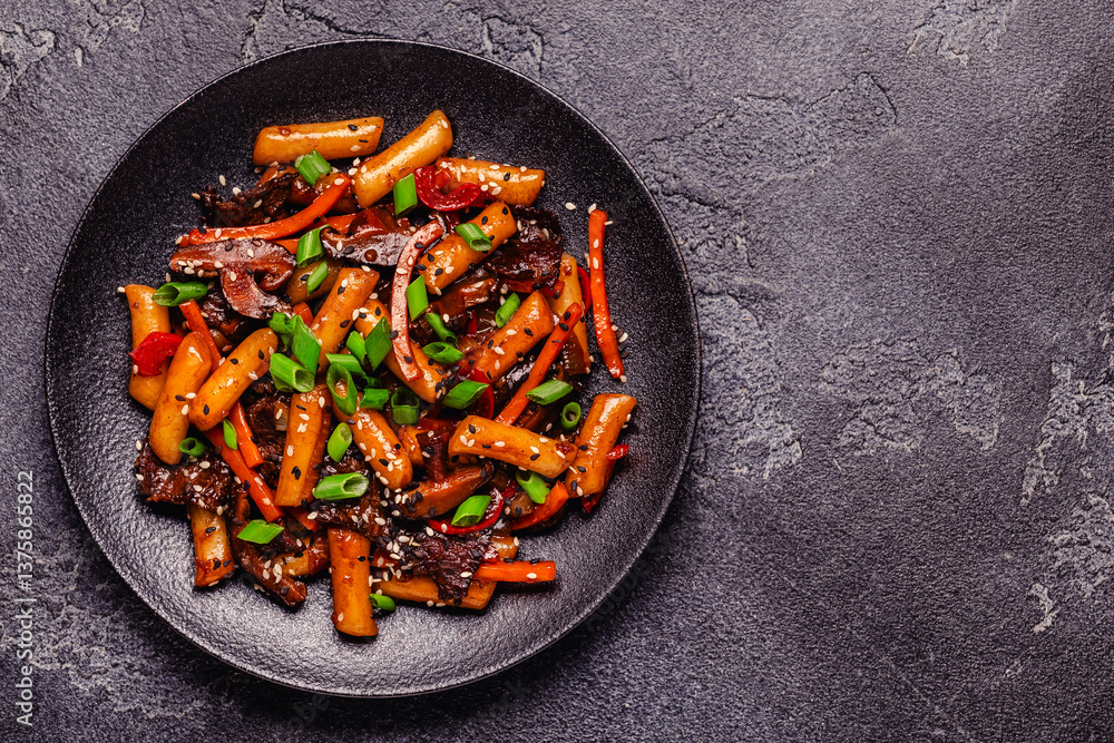 Tteokbokki ,Spicy Stir fried Rice Cake.