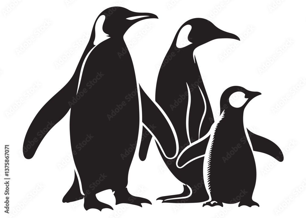 Obraz premium silhouette vector penguin logo design, penguin logo icon silhouette, ice polar penguin logo silhouette vector, logo design of black penguin icons isolated on white background