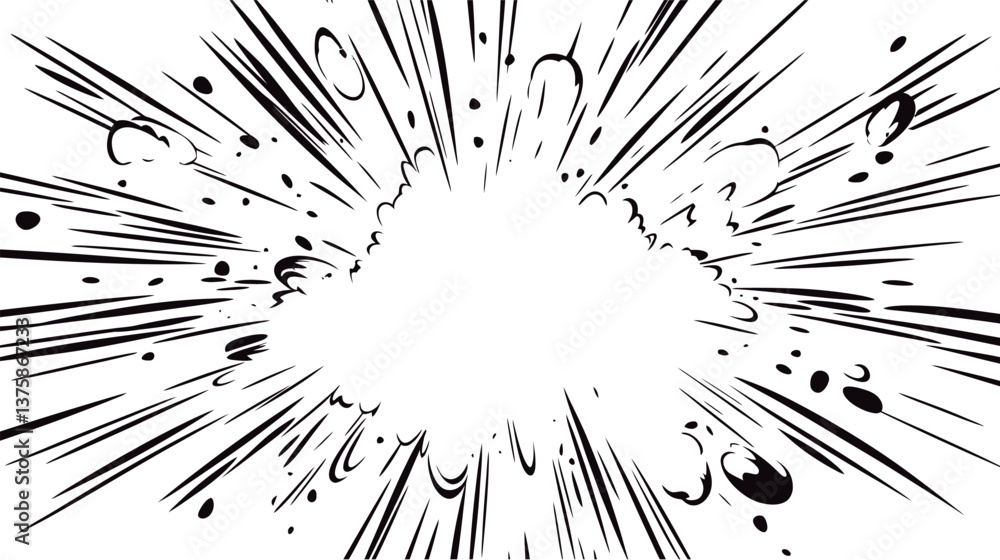 Obraz premium Explosion Border Isolated on White Background – Dynamic Blast Effect