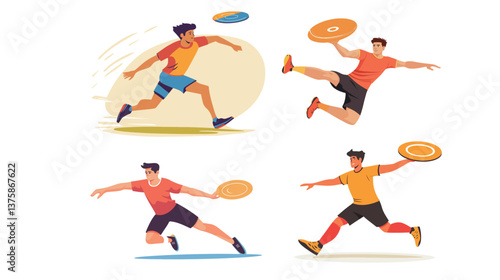 Extreme Frisbee Player Vector Graphic Design – Dynamic Sports Silhouette
