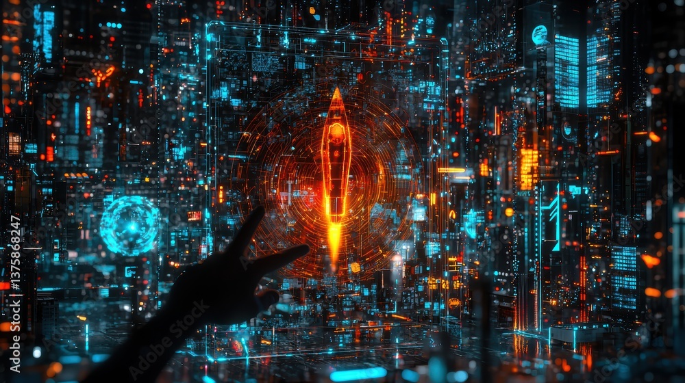 Futuristic digital interaction virtual city 3d render high-tech environment close-up view cybernetic concept Futuristic digital interaction virtual city 3d render high-tech environment close-up view cybernetic concept